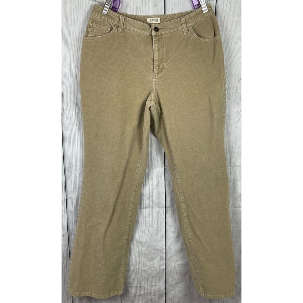 St. John's Bay Women's 14 Classic Fit Khaki Corduroy Pants Straight Leg